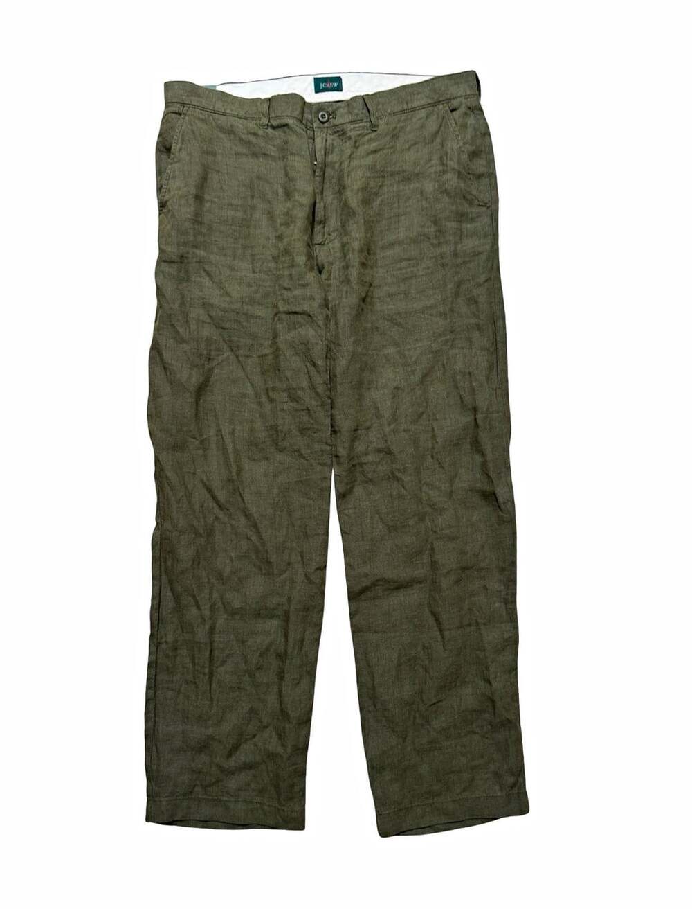 J.Crew Oarsman Men’s 36x32 100% Linen Pants Olive Green NWT Heritage Chino